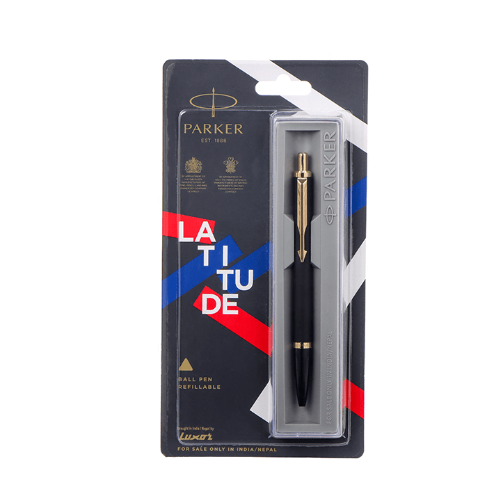Parker Latitude Matte Black Gold Trim Ball Pen