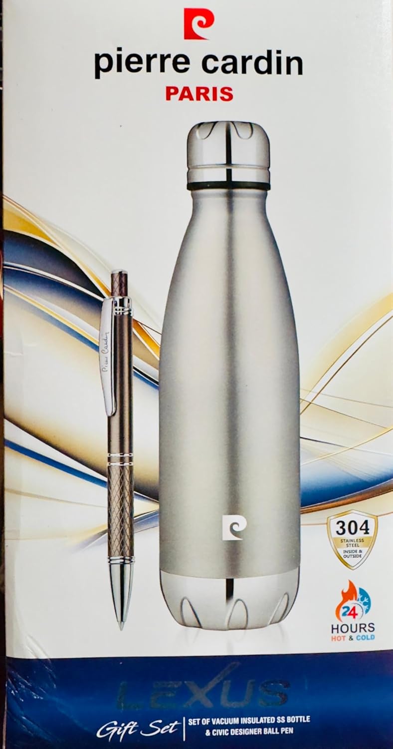 Pierre Cardin Lexus Gift Set, Vacuum Insulated SS Bottle with Designer Ball Pen