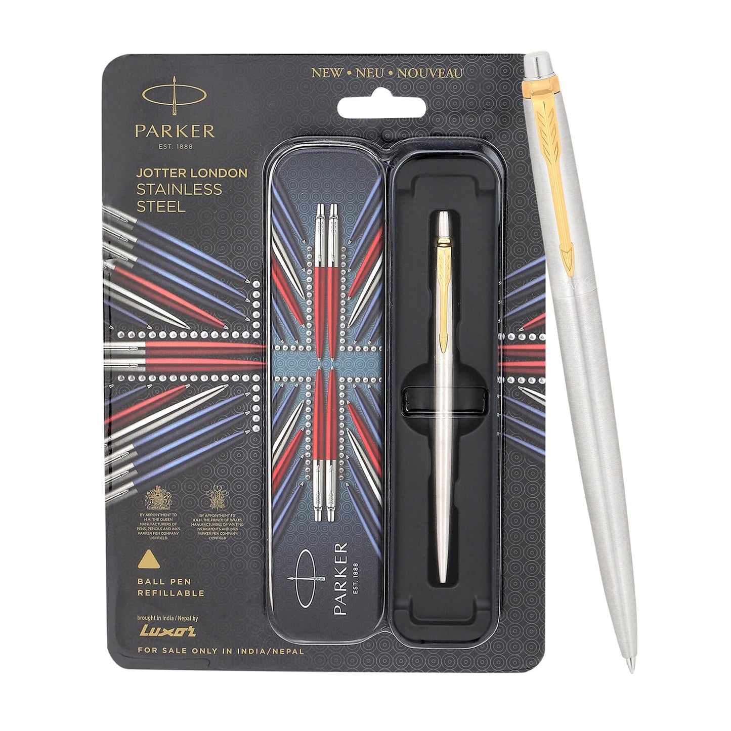 Parker Jotter Stainless Steel Gold Trim Ball Pen