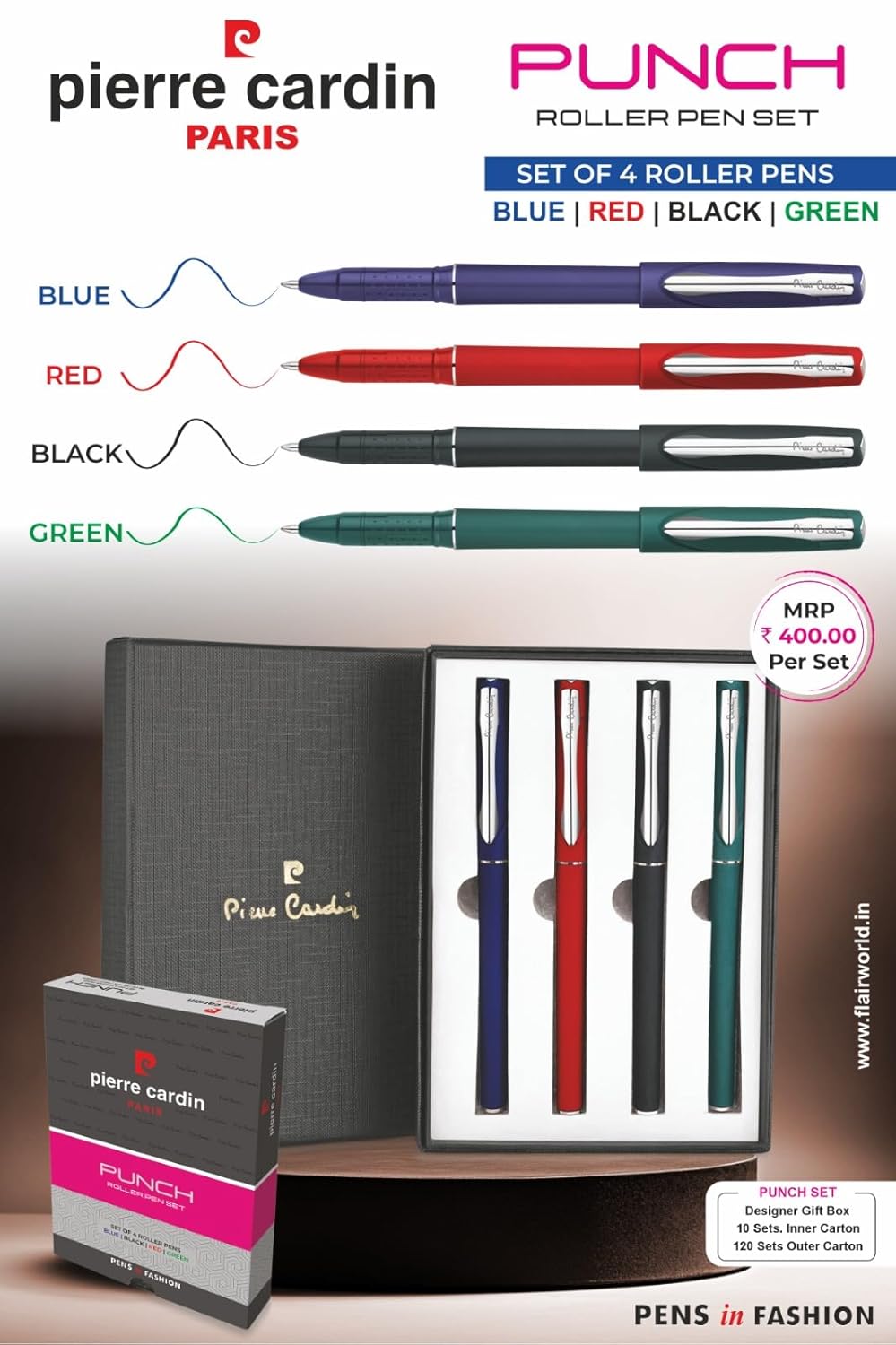 Pierre Cardin Punch Roller Pen Set