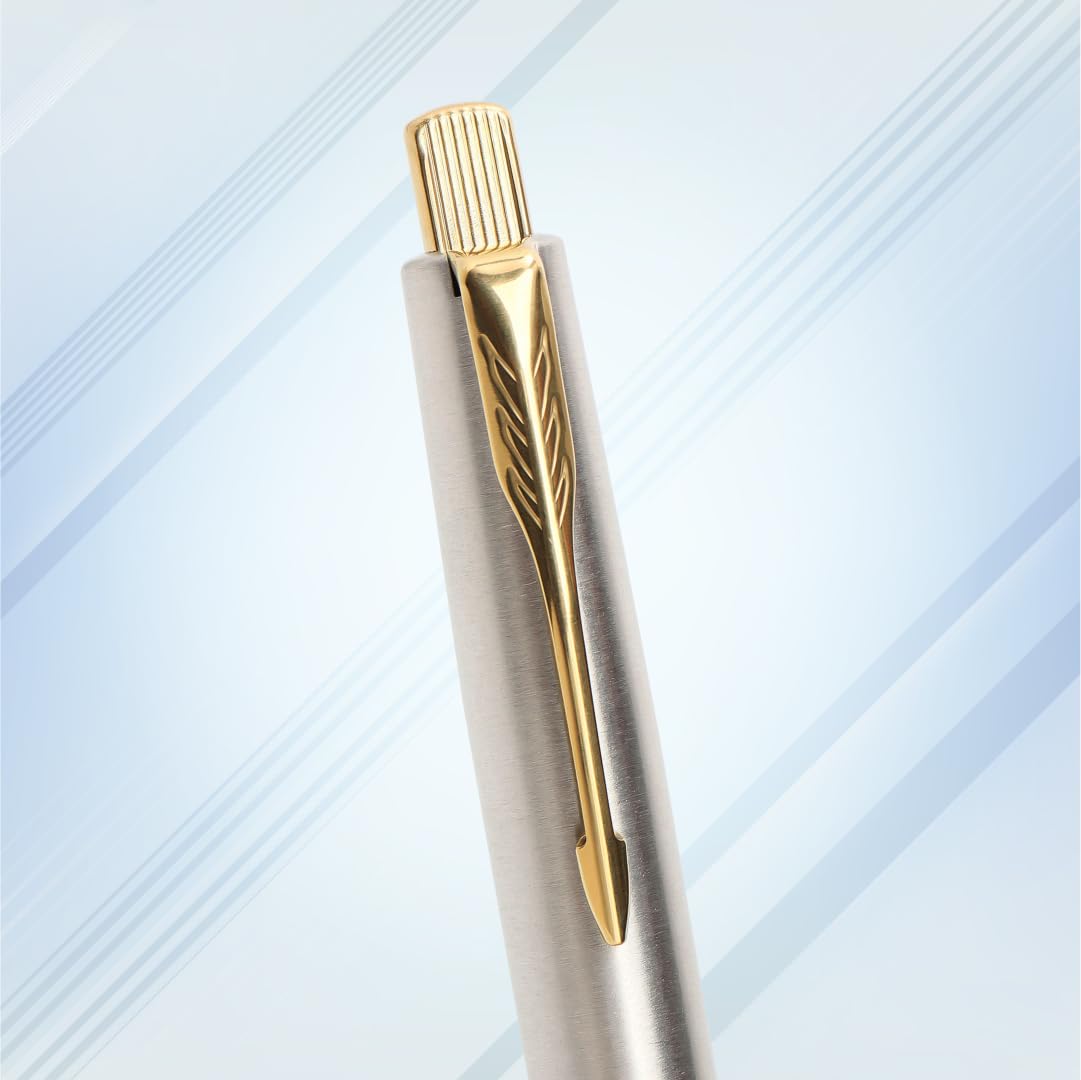Parker Frontier Stainless Steel Gold Trim Ball Pen