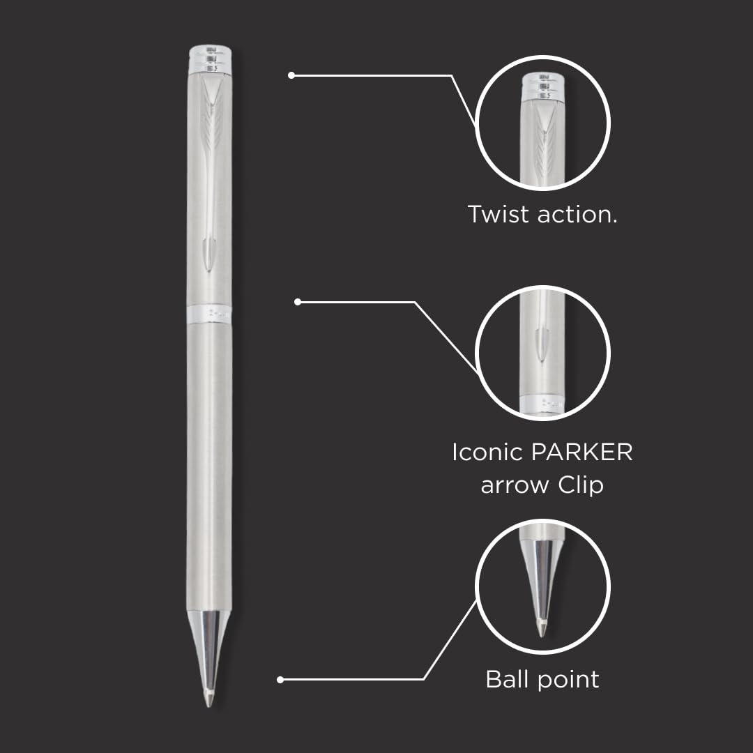 Parker Folio Stainless Steel Chrome Trim Ball Pen