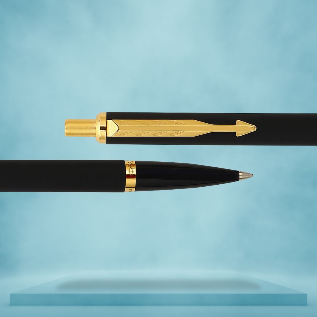 Parker Latitude Matte Black Gold Trim Ball Pen