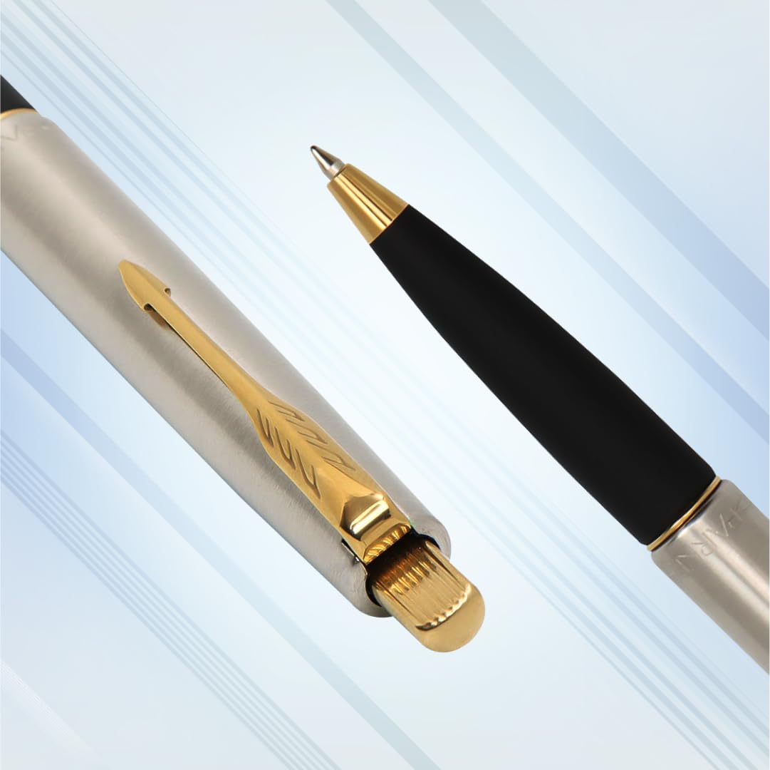 Parker Frontier Stainless Steel Gold Trim Ball Pen