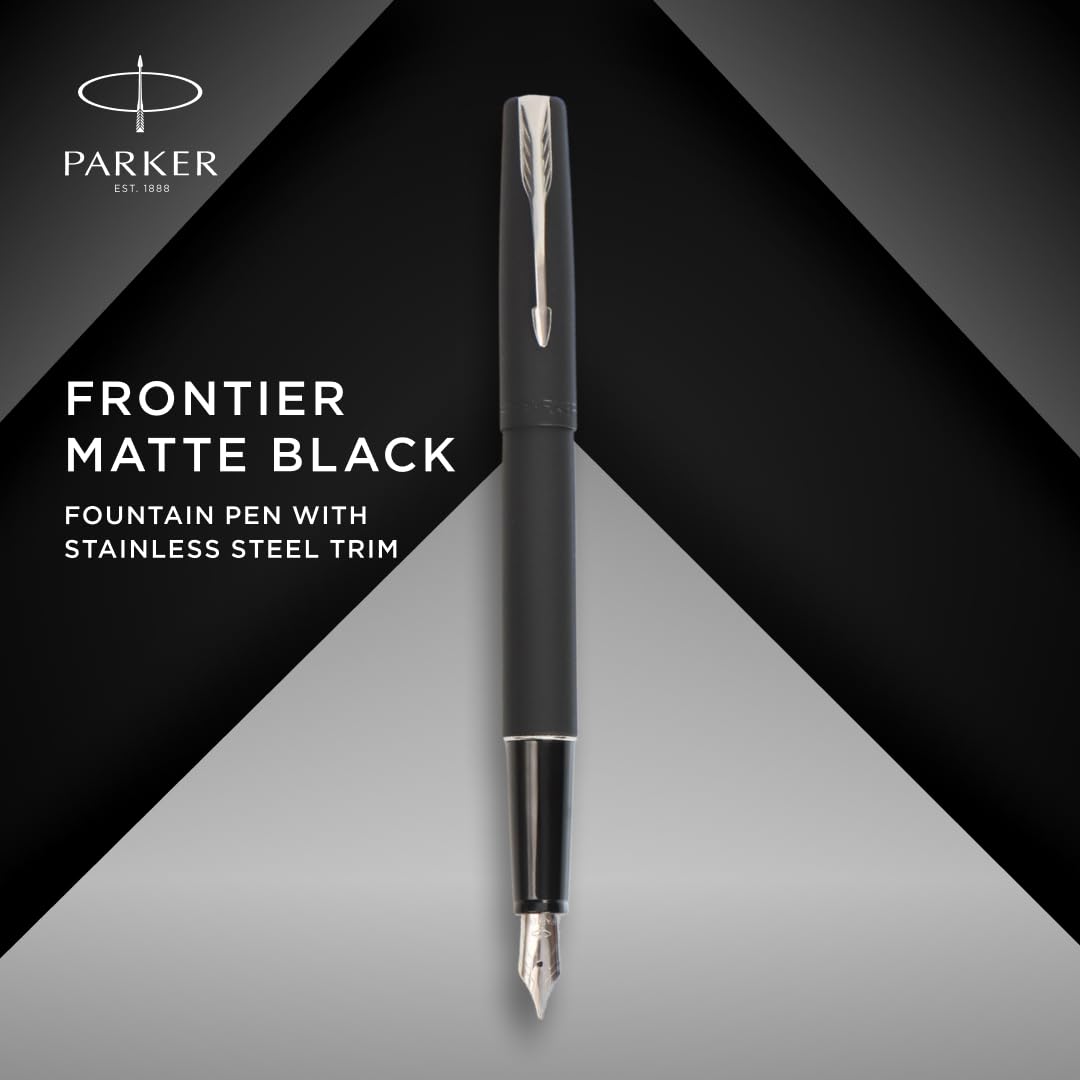 Parker Frontier Matte Black Chrome Trim Fountain Pen