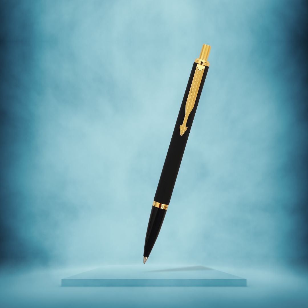 Parker Latitude Matte Black Gold Trim Ball Pen
