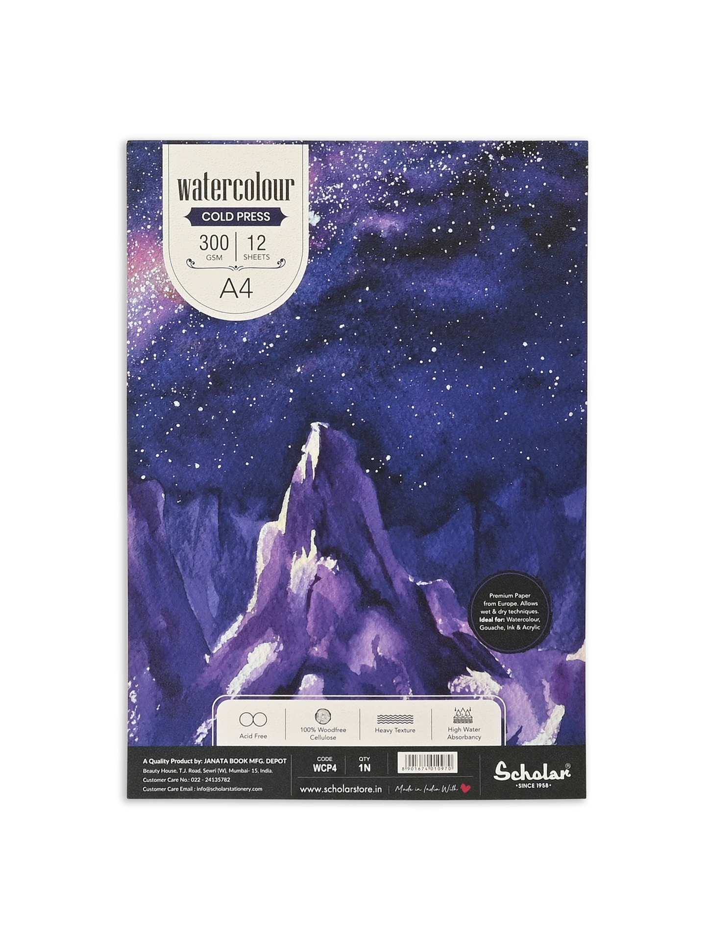 Watercolour Cold Pressed Paper Pads Glue Bound