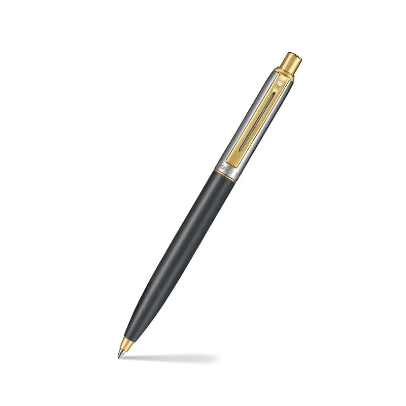 Sheaffer Sentinel Metal 334 Ballpoint Pen – Matte Black with Brushed Chrome Cap & Gold-Plated Trim