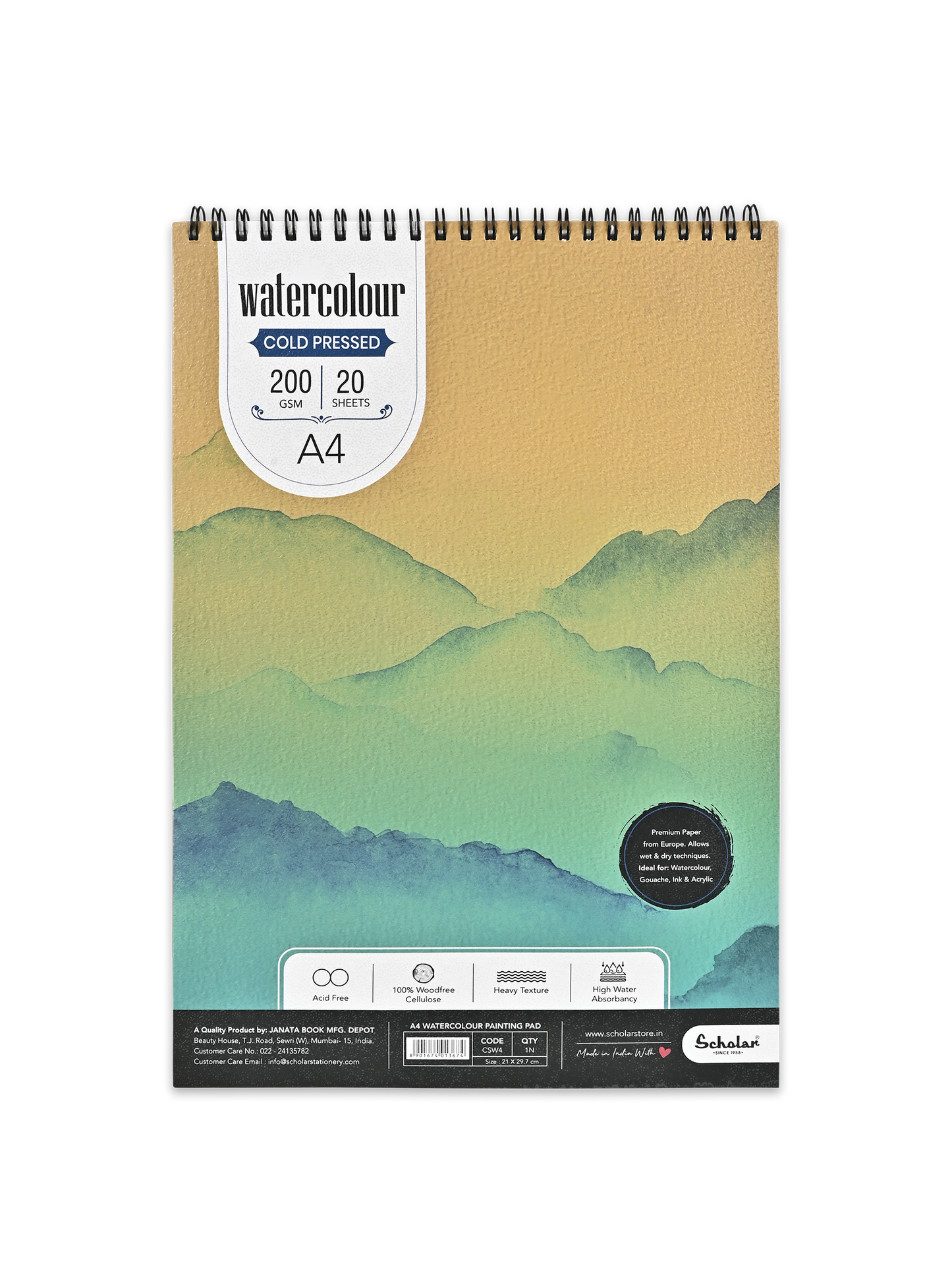 Watercolour Cold Pressed Paper Pads Wire Bound