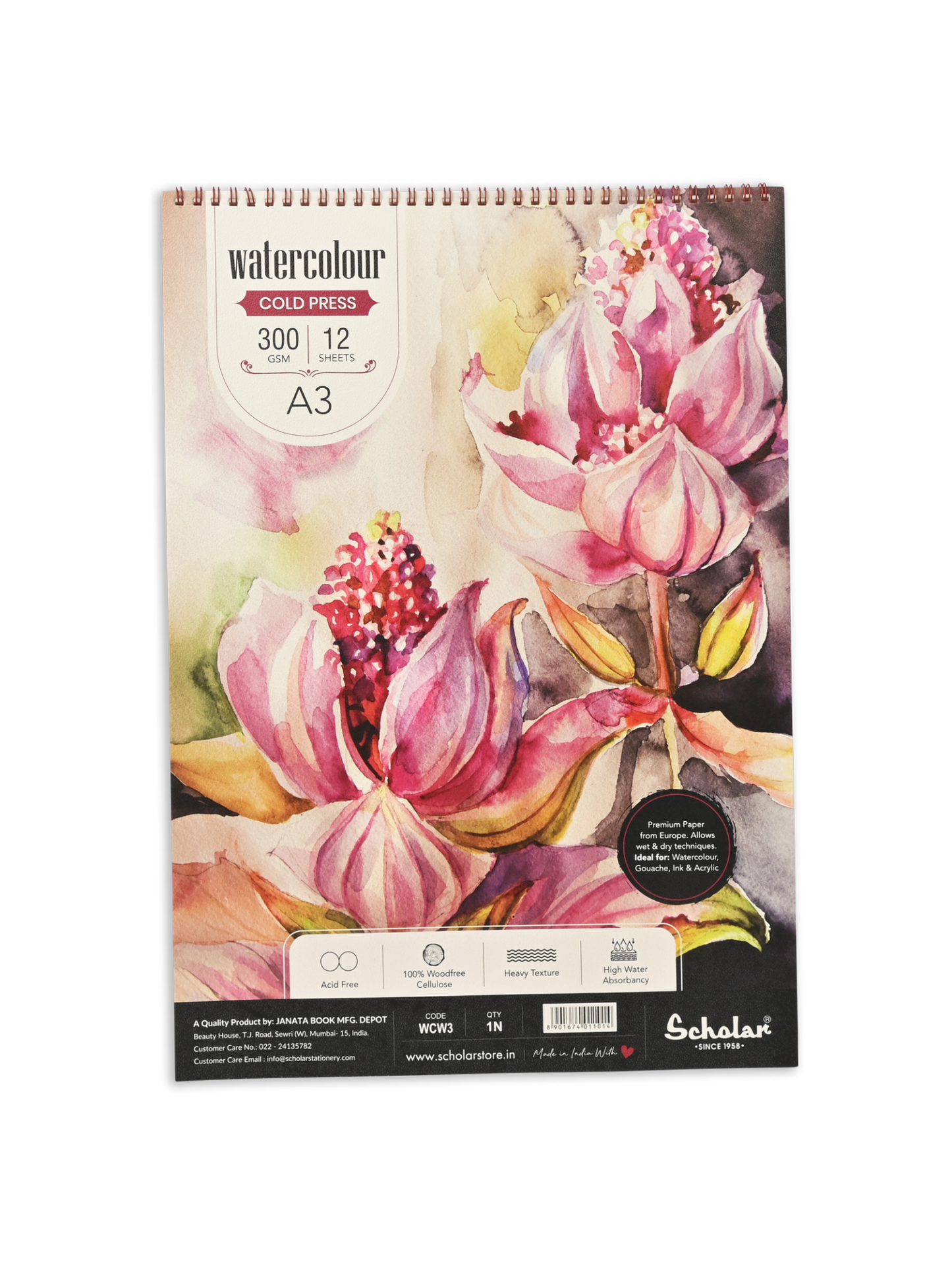 Watercolour Cold Pressed Paper Pads Wire Bound