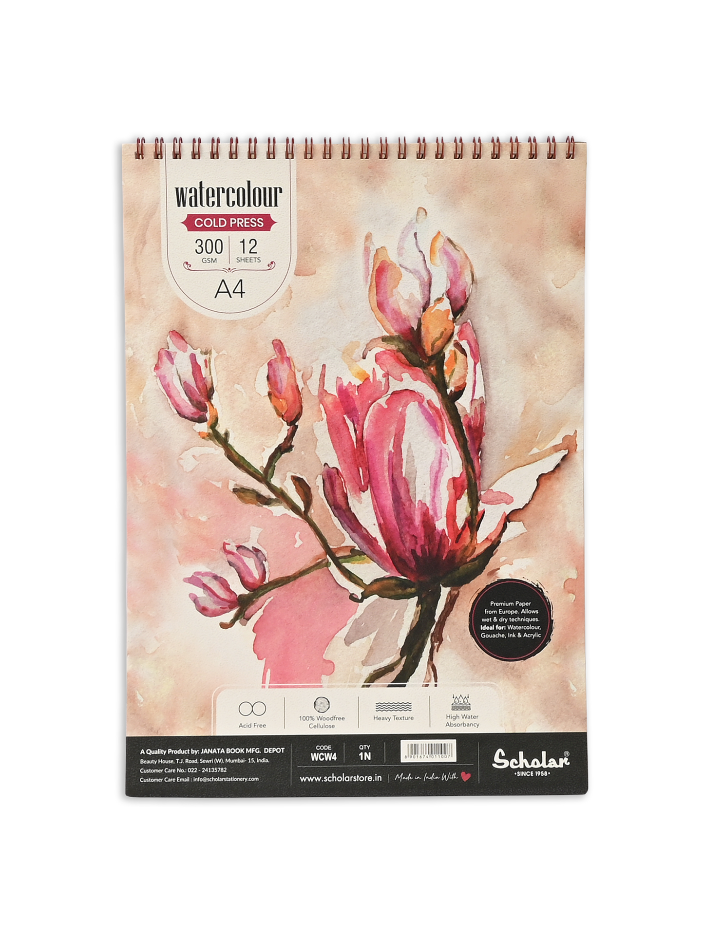 Watercolour Cold Pressed Paper Pads Wire Bound