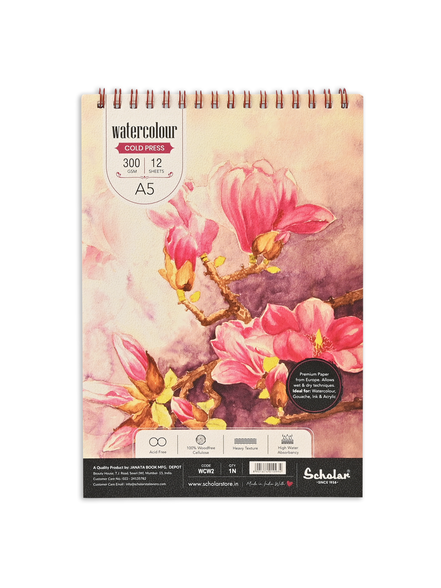 Watercolour Cold Pressed Paper Pads Wire Bound