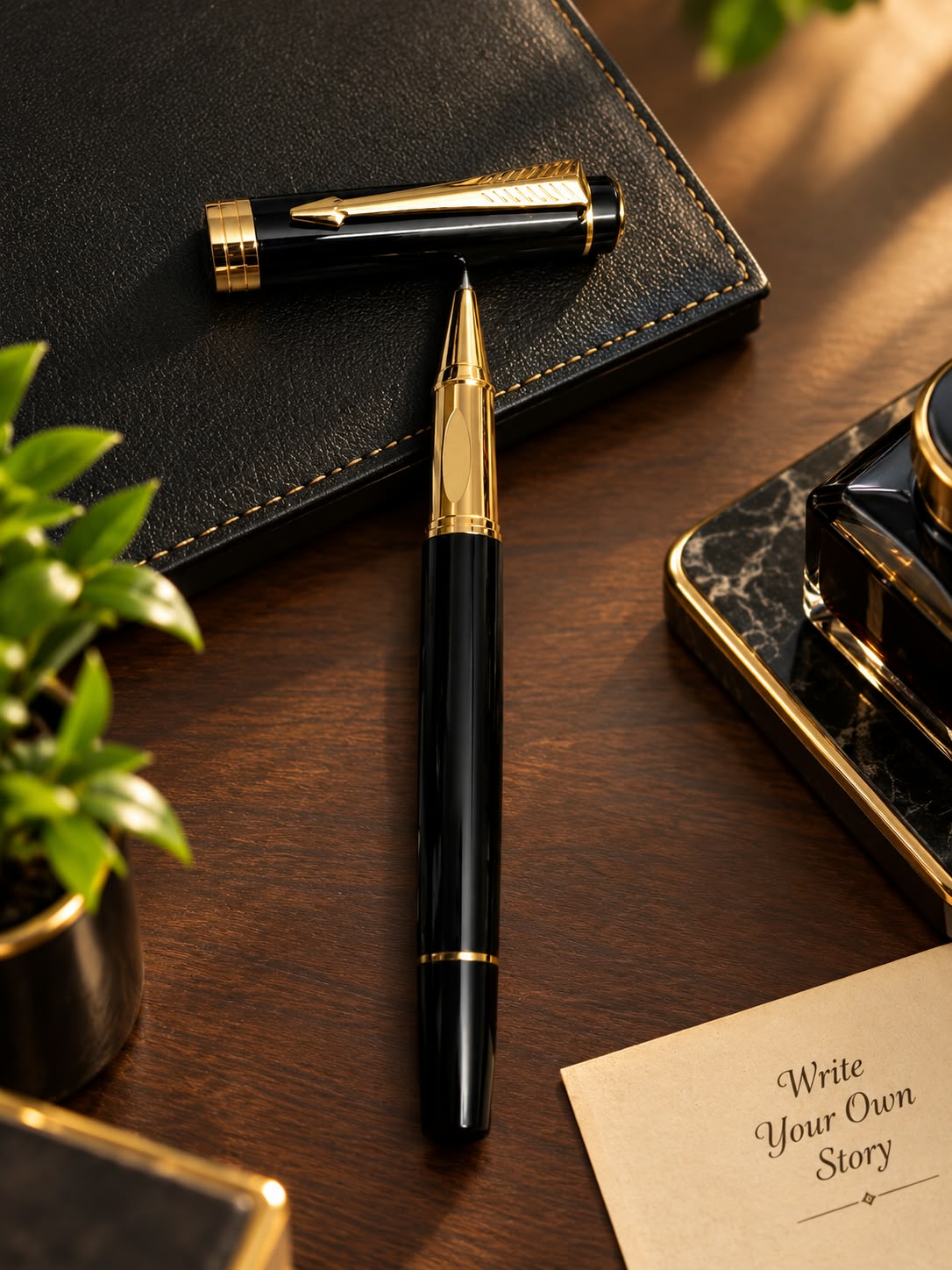 Loushi 3236 Black & Gold Roller Ball Pen