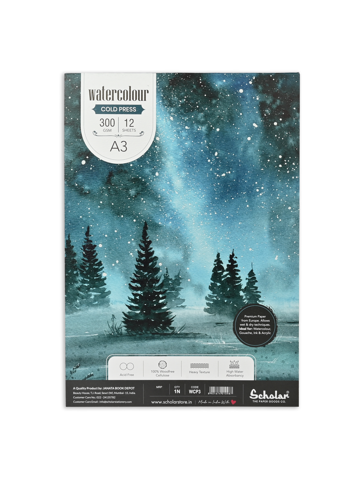 Watercolour Cold Pressed Paper Pads Glue Bound