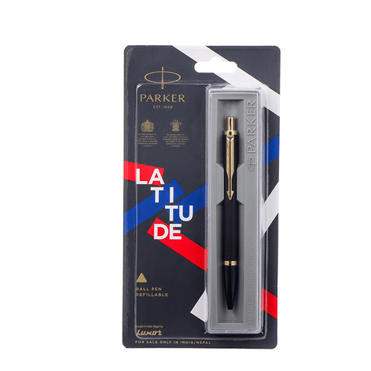 Parker Latitude Matte Black Gold Trim Ball Pen