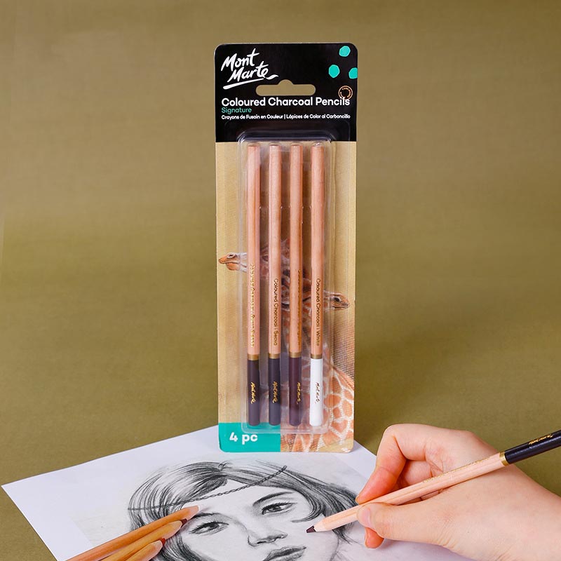 MONT MARTE COLOURED CHARCOAL PENCILS SIGNATURE