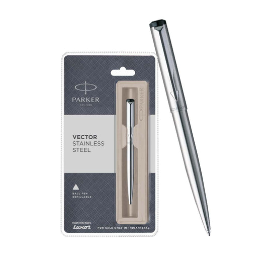 Parker Vector Stainless Steel Chrome Trim Ball Pen