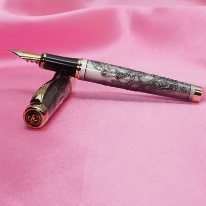 Ganesh & Om Artwork Gun Metal Fountain Pen.