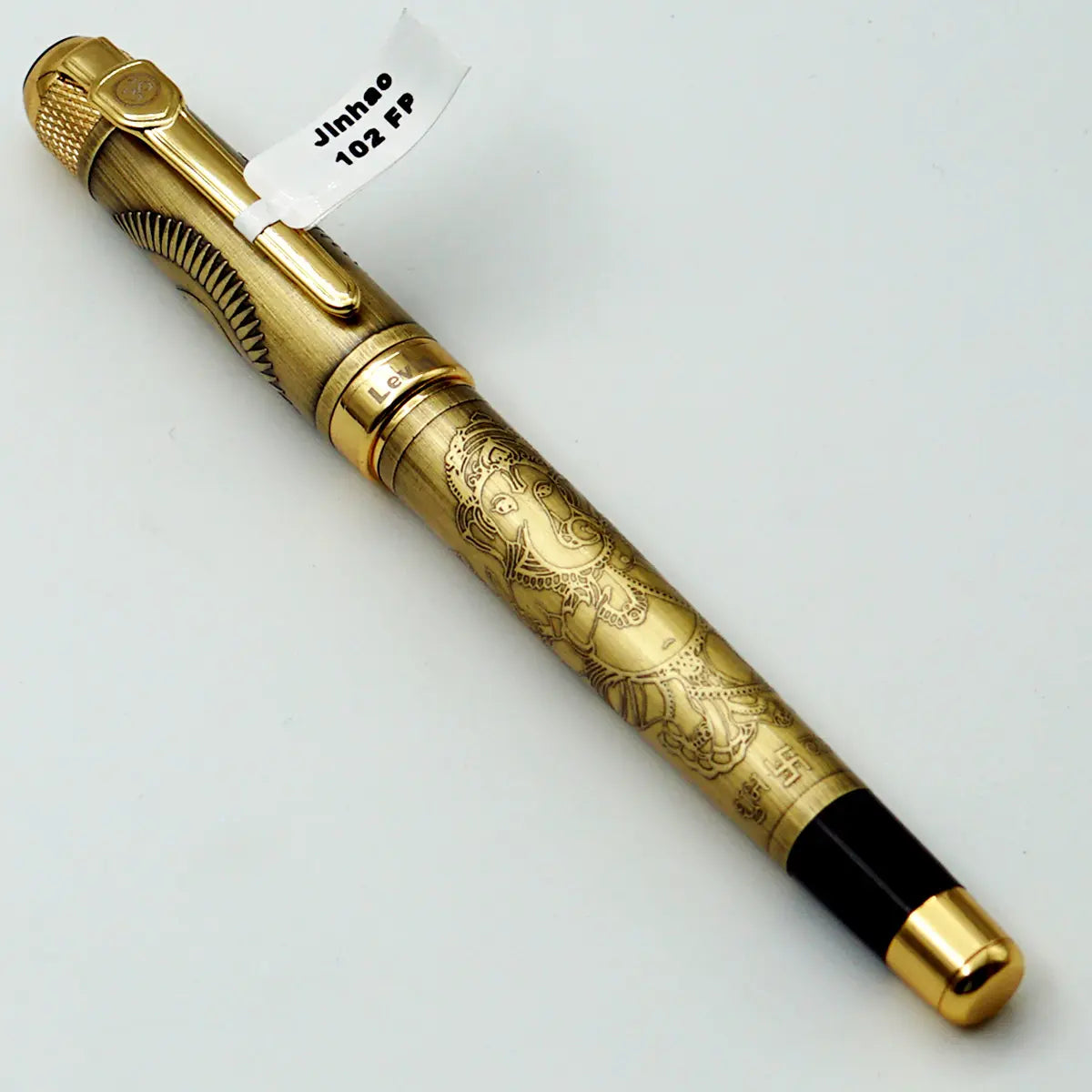 Levin 102 Full Golden Colour Fountain Pen – Ganesh Artwork Edition