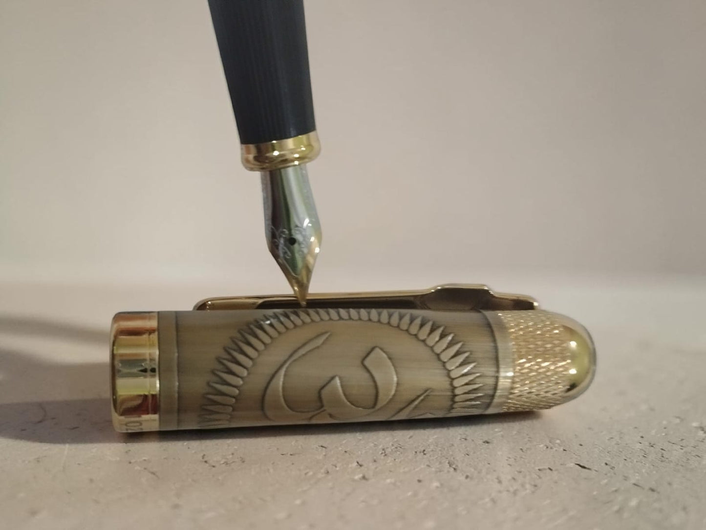 Levin 102 Full Golden Colour Fountain Pen – Ganesh Artwork Edition