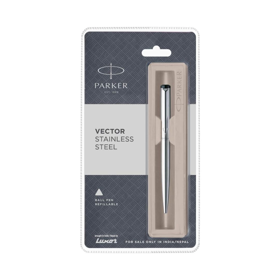 Parker Vector Stainless Steel Chrome Trim Ball Pen