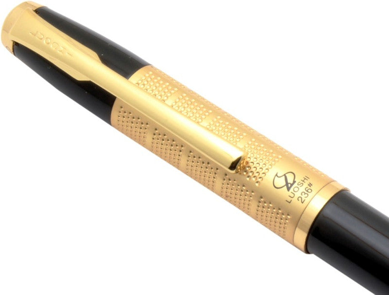 Loushi 236 Roller Ball Pen – Shine Black with Golden Trim