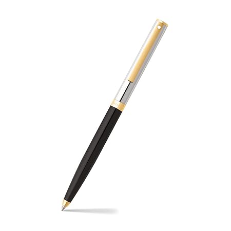 Sheaffer Sagaris Ballpoint Pen 9475 Gloss Black Barrel and Chrome Cap With Gold Tone Trim |