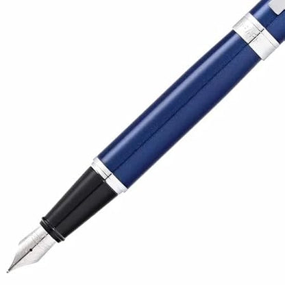 Sheaffer Fountain Pen Glossy Blue with Chrome-Plated Trim