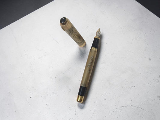 Levin 102 Full Golden Colour Fountain Pen – Ganesh Artwork Edition