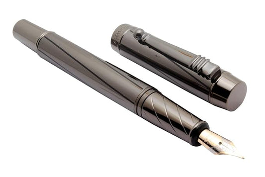 Dikawen 8037 Gunmetal Fountain Pen With Black Strips
