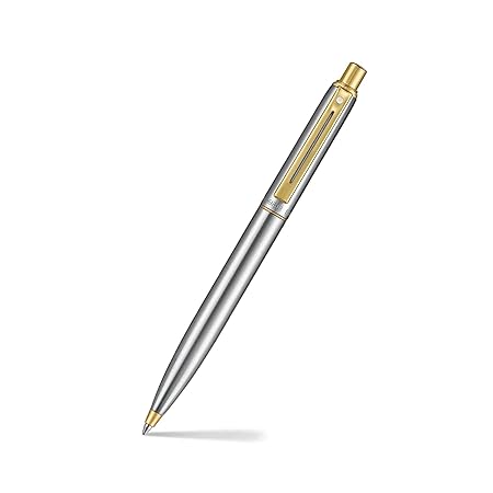 Sheaffer Sentinel Metal 333 Ballpoint Pen – Brushed Chrome with Gold-Plated Trim
