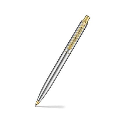 Sheaffer Sentinel Metal 333 Ballpoint Pen – Brushed Chrome with Gold-Plated Trim