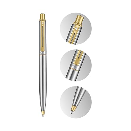 Sheaffer Sentinel Metal 333 Ballpoint Pen – Brushed Chrome with Gold-Plated Trim