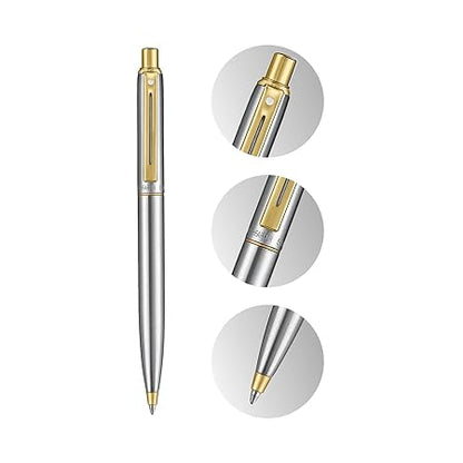 Sheaffer Sentinel Metal 333 Ballpoint Pen – Brushed Chrome with Gold-Plated Trim