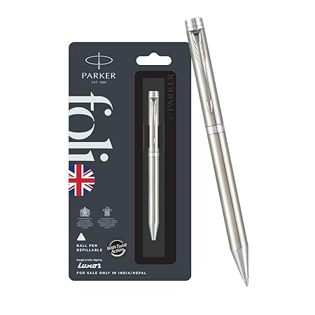 Parker Folio Stainless Steel Chrome Trim Ball Pen