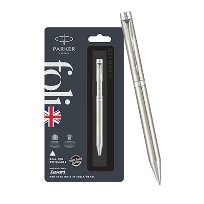 Parker Folio Stainless Steel Chrome Trim Ball Pen