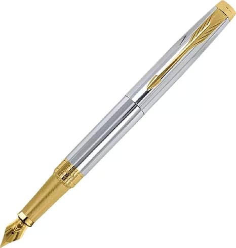 Parker Aster Brushed Metal Gold Trim Medium Fountain Pen