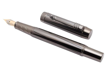 Dikawen 8037 Gunmetal Fountain Pen With Black Strips