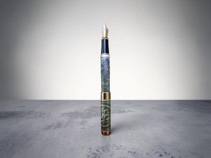 Ganesh & Om Artwork Gun Metal Fountain Pen.