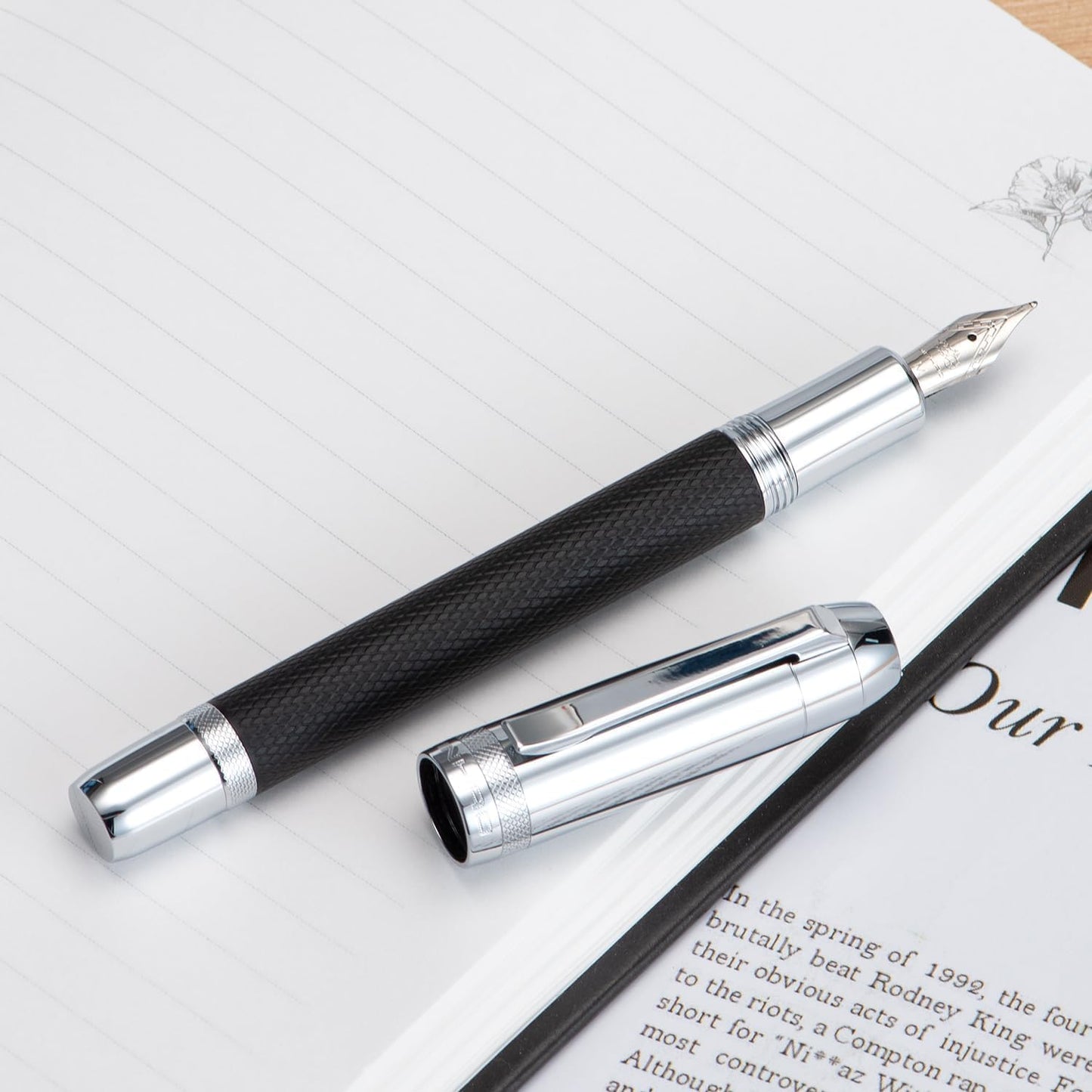 Jinhao 92 Star Series Silver & Black Metal Body Fountain Pen