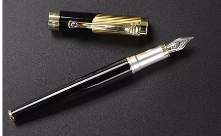 Jinhao Gold Plating Metal Series No. 9009 Hook Blue Diamond Fountain Pen.