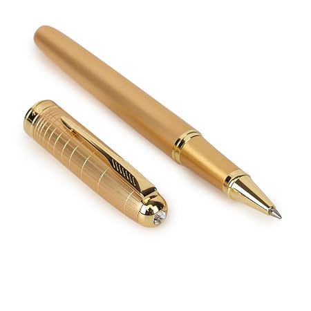 3107 Luxury Roller Ball Pen – Gold Finish Metal Body with Golden Arrow Cap & Clip