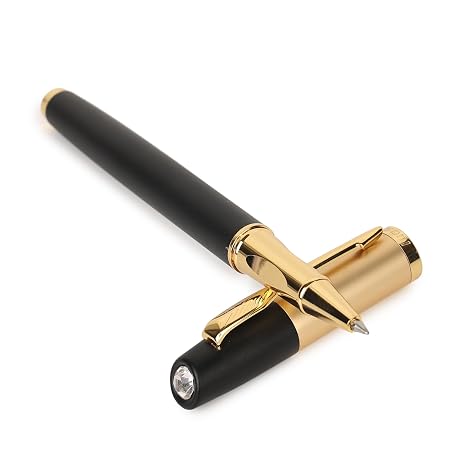 3559 Luxury Roller Ball Pen – Metal Body with Golden Arrow Clip & Satin Gold-Black Cap