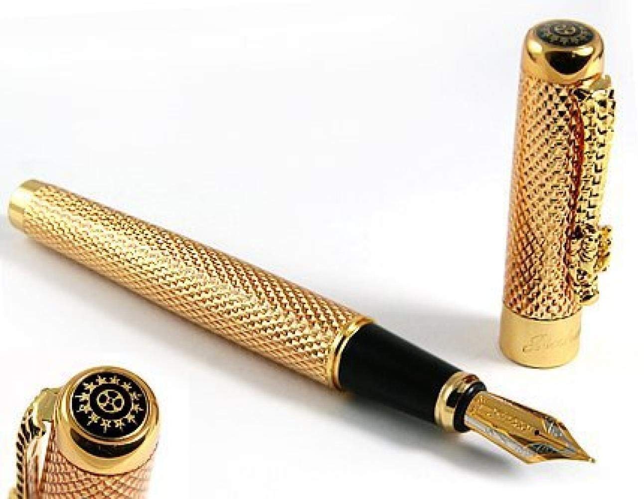 Jinhao New Golden Dragon Red Crystal Eyes Fountain Pen
