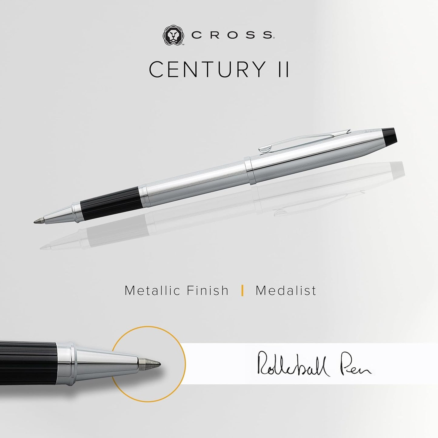 Cross Century II, Lustrous Chrome, Selectip Rolling Ball Pen (3504)