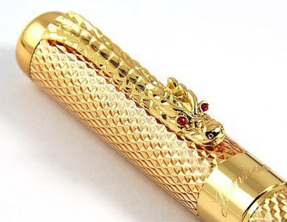 Jinhao New Golden Dragon Red Crystal Eyes Fountain Pen
