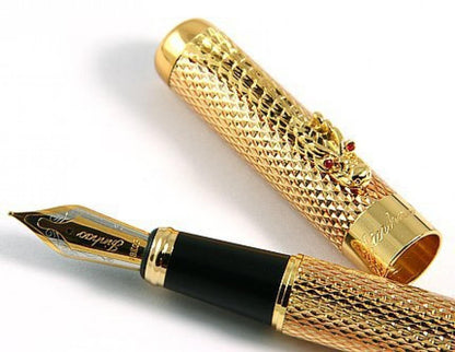 Jinhao New Golden Dragon Red Crystal Eyes Fountain Pen
