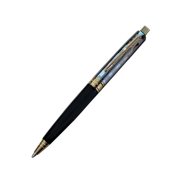 Parker Aster Black & Chrome Deluxe Gold Trim Ballpoint Pen