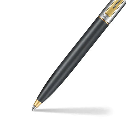 Sheaffer Sentinel Metal 334 Ballpoint Pen – Matte Black with Brushed Chrome Cap & Gold-Plated Trim