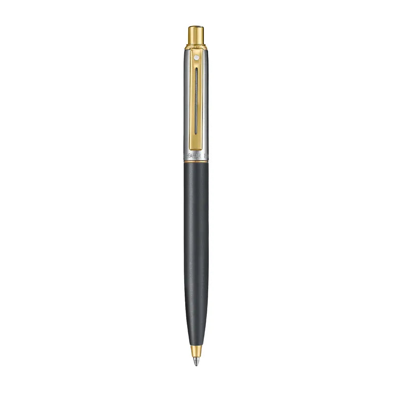 Sheaffer Sentinel Metal 334 Ballpoint Pen – Matte Black with Brushed Chrome Cap & Gold-Plated Trim